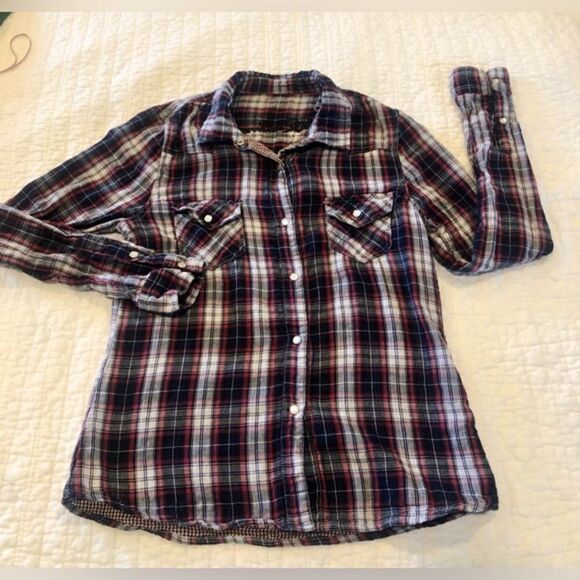 Pearl snap button 100% cotton plaid flannel - Picture 8 of 14